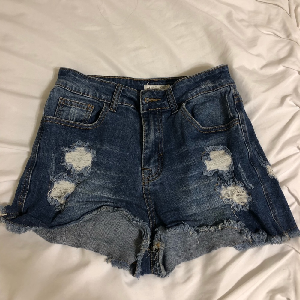 High Waisted Distressed Demin Shorts